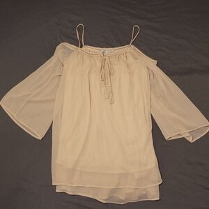 Purple Snow | Beige Off-Shoulder Dress Medium
